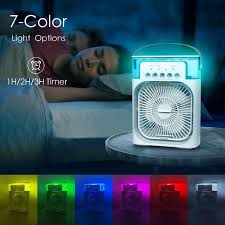 portable air conditioner fan | 3-in-1 Mini Air Cooler & Humidifier| USB Electric Fan with Water Mist | Small Desktop Cooling Fan for Room, Office & Home