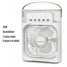 portable air conditioner fan | 3-in-1 Mini Air Cooler & Humidifier| USB Electric Fan with Water Mist | Small Desktop Cooling Fan for Room, Office & Home
