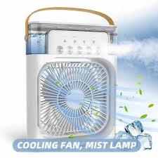 portable air conditioner fan | 3-in-1 Mini Air Cooler & Humidifier| USB Electric Fan with Water Mist | Small Desktop Cooling Fan for Room, Office & Home