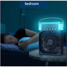 portable air conditioner fan | 3-in-1 Mini Air Cooler & Humidifier| USB Electric Fan with Water Mist | Small Desktop Cooling Fan for Room, Office & Home
