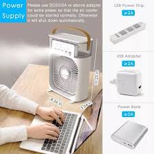 portable air conditioner fan | 3-in-1 Mini Air Cooler & Humidifier| USB Electric Fan with Water Mist | Small Desktop Cooling Fan for Room, Office & Home